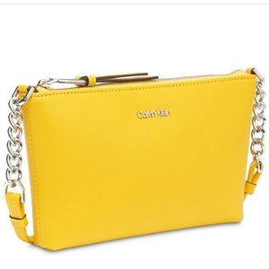 Calvin Klein Saffiano Leather Chain Crossbody Bag